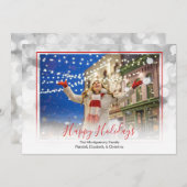 クリスマスフォトホワイト《写真》ぼけ味赤フレーム シーズンカード (正面/裏面)