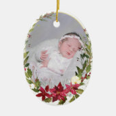 クリスマスフォトポインセチア セラミックオーナメント (正面)