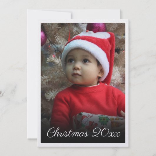 クリスマスフォトポートレートエレガント伝統的 シーズンカード (正面)