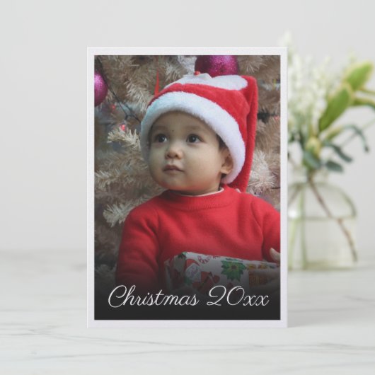 クリスマスフォトポートレートエレガント伝統的 シーズンカード (スタンド正面)