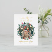 クリスマスフォトミストレトーベリーモダン金ゴールド 箔シーズンポストカード (立ち正面)