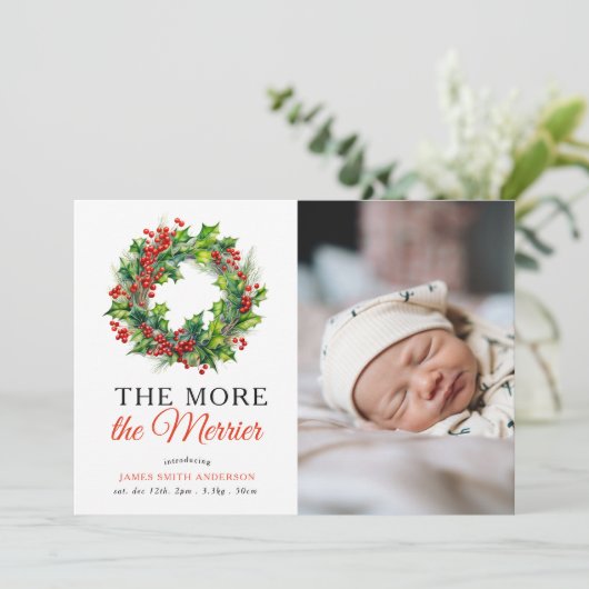 クリスマスフォトメリーベビーの誕生が多い 案内状 (スタンド正面)