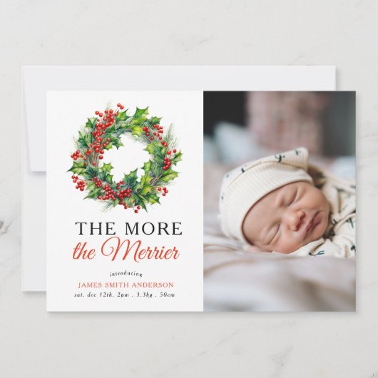 クリスマスフォトメリーベビーの誕生が多い 案内状 (正面)