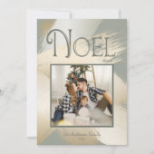クリスマスフォトモダンノエル金ゴールドブラシストローク 招待状 (正面)