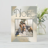 クリスマスフォトモダンノエル金ゴールドブラシストローク 招待状 (スタンド正面)