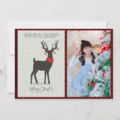 クリスマスフォトモダンフォークアートトナカイ カード (正面)