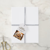 クリスマスフォトモダンホリデー ギフトタグ (より糸付き)