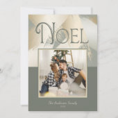 クリスマスフォトモダン金ゴールドストロークディナーパーティー 招待状 (正面)