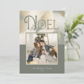 クリスマスフォトモダン金ゴールドストロークディナーパーティー 招待状 (スタンド正面)