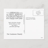 クリスマスフォトモダン- Peace Love and Joy シーズンポストカード (裏面)