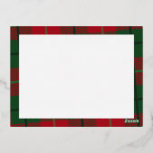 クリスマスフォトモダン- Red Green Plaid -金ゴールド 箔シーズンポストカード (裏面)