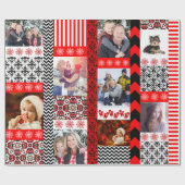 クリスマスフォトモンタージュの9家族ポートレート ラッピングペーパー (フラット)