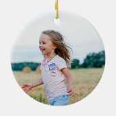 クリスマスフォトユニコーンピンクグリッター ガーリー セラミックオーナメント (裏面)