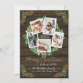 クリスマスフォトリース素朴金ゴールド水色 シーズンカード (正面)