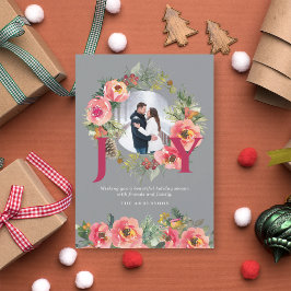 クリスマスフォトレッドジョイフローラリース植物学 シーズンカード