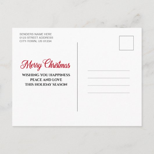 クリスマスフォトレッドトラック素朴ウッドスタイル ポストカード (裏面)