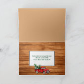 クリスマスフォトレッドトラック素朴ウッド折り畳み シーズンカード (内部)