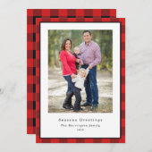 クリスマスフォトレッドブラックプレイド シーズンカード (正面/裏面)