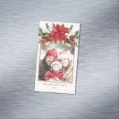 クリスマスフォトレッドポインセチア マグネット名刺 (インサイチュ)