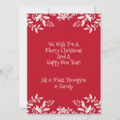 クリスマスフォトレッド、ホワイトホリー、フェスティバル カード (裏面)