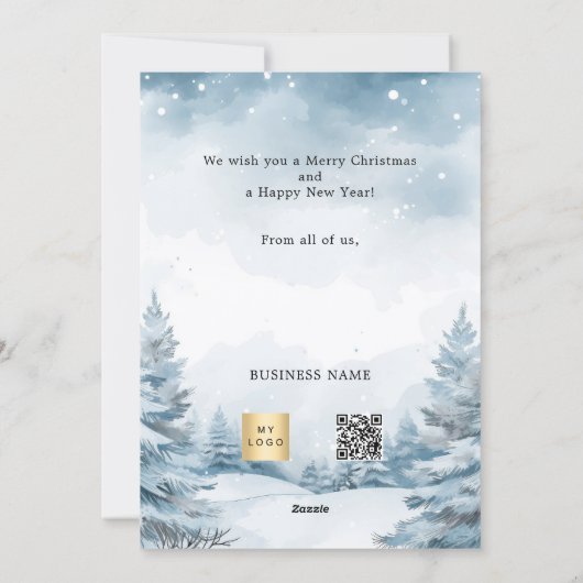 クリスマスフォト冬の風景ビジネスQR シーズンカード (裏面)
