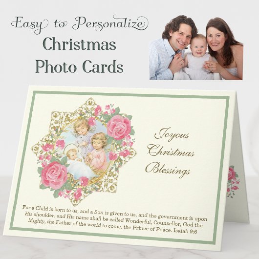 クリスマスフォト出生イエスヴィンテージ天使ホリ シーズンカード