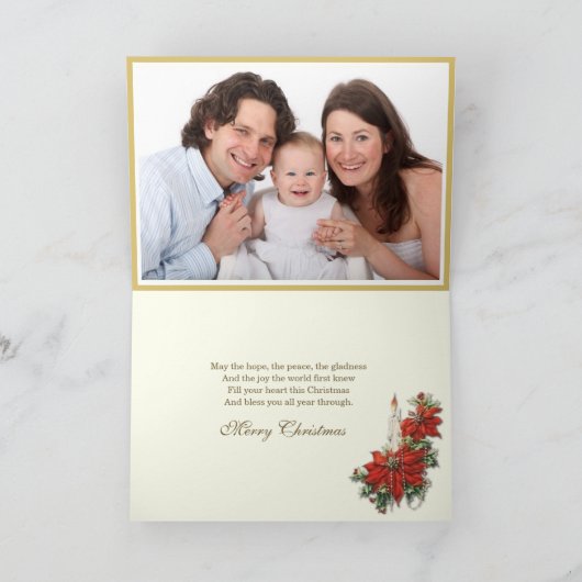 クリスマスフォト出生イエスヴィンテージ天使 シーズンカード (内部)