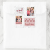 クリスマスフォト切手レッドグレー スクエアシール (バッグ)