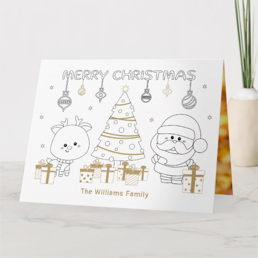 クリスマスフォト名カスタムのカラーリングおもしろいユニーク カード (正面)