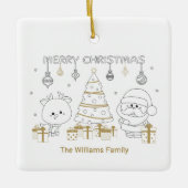クリスマスフォト名カラーリングユニークかわいいカスタム セラミックオーナメント (正面)