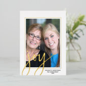 クリスマスフォト垂直 – スクリプト金ゴールドJOY 箔シーズンカード (立ち正面)