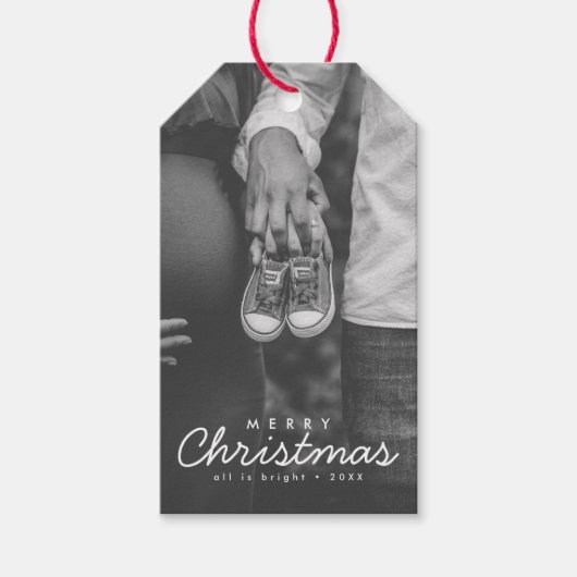 クリスマスフォト妊娠発表 ギフトタグ (正面)