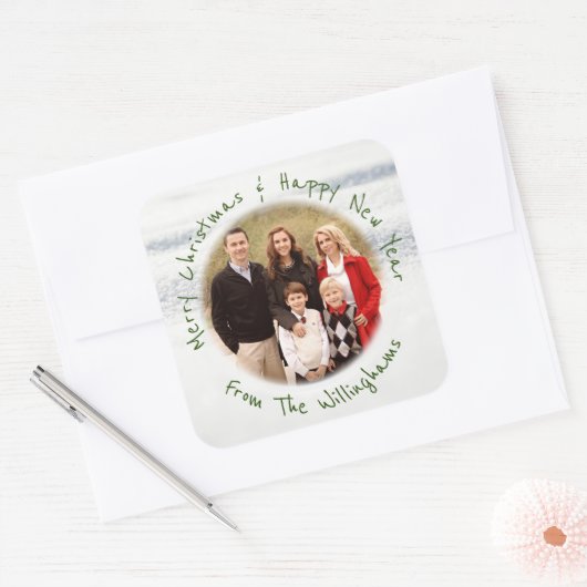 クリスマスフォト封筒用シールカスタムグリーティング スクエアシール (封筒)