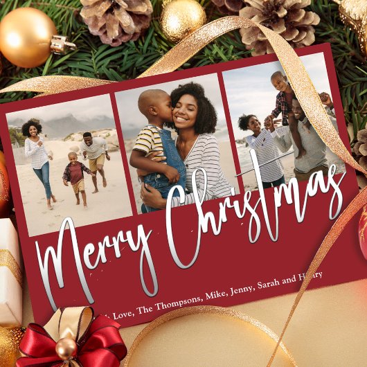 クリスマスフォト数々のウィンターグリーナリーホリー シーズンカード