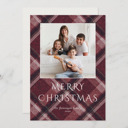 クリスマスフォト数々のレッド シーズンカード (正面/裏面)