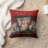 クリスマスフォト枕 – 赤いタータンチェックコラージュ クッション (ブランケット)