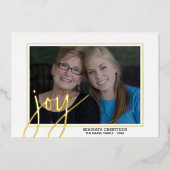 クリスマスフォト水平スクリプト金ゴールドJOYプレイド 箔シーズンカード (正面)