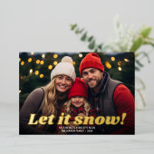 クリスマスフォト水平 – 雪を入れる – 金ゴールド 箔シーズンカード (立ち正面)