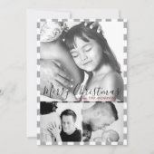クリスマスフォト白黒格子模様 シーズンカード (正面)