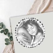 クリスマスフォト白黒格子模様 ラウンドシール