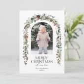 クリスマスフォト素朴グリーンリーベリーベリーシダー シーズンカード (スタンド正面)