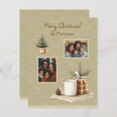 クリスマスフォト素朴ツツリーマグフラットホリデーカード シーズンカード (正面/裏面)