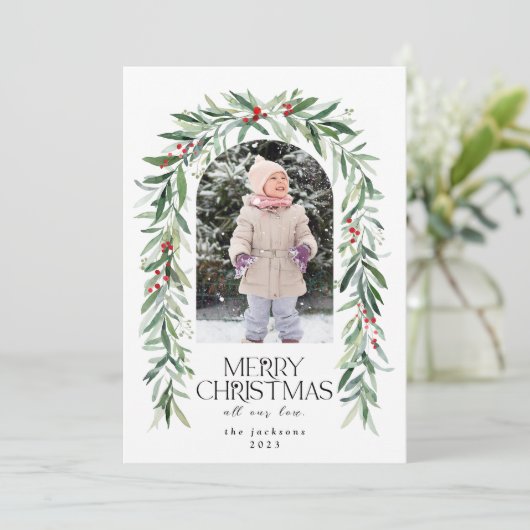 クリスマスフォト素朴ミストレトーホリデーカード シーズンカード (スタンド正面)