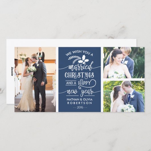 クリスマスフォト結婚したカード、編集可能カラー シーズンカード (正面/裏面)