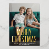 クリスマスフォト縦 – 金ゴールドメリー入 箔シーズンカード (正面)