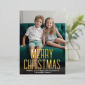 クリスマスフォト縦 – 金ゴールドメリー入 箔シーズンカード (立ち正面)