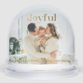 クリスマスフォト金ゴールドうれしそうな文字スノーグローブ (正面)