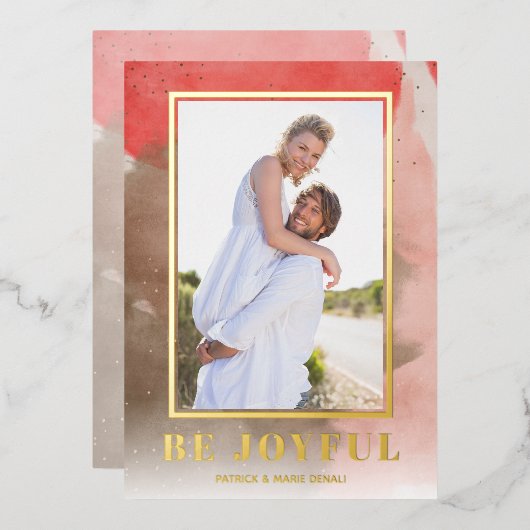 クリスマスフォト金ゴールド 箔シーズンカード (正面/裏面)