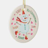 クリスマスフォト雪だるま セラミックオーナメント (右)