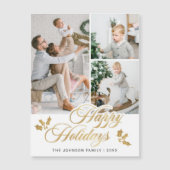 クリスマスフォト3ホリデーグリーティング磁気カード (正面)